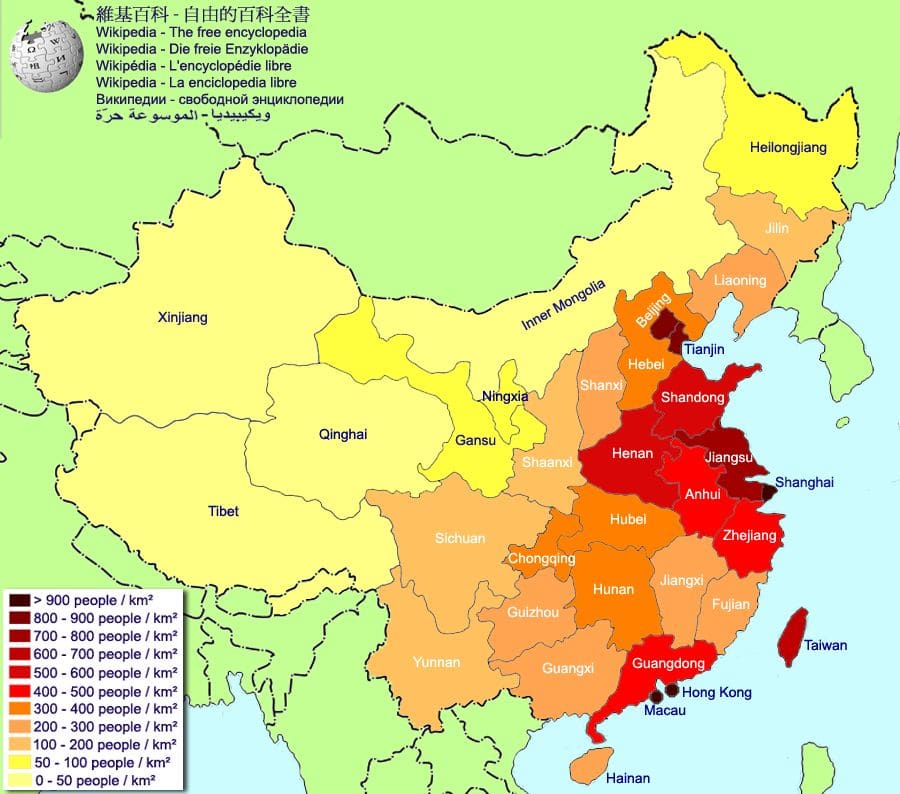 Population desnity of China
