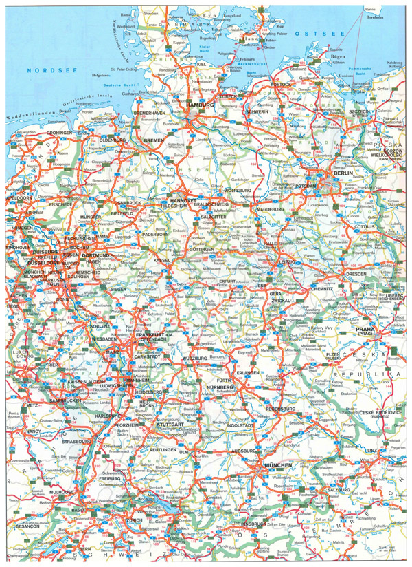 Road map of Germany