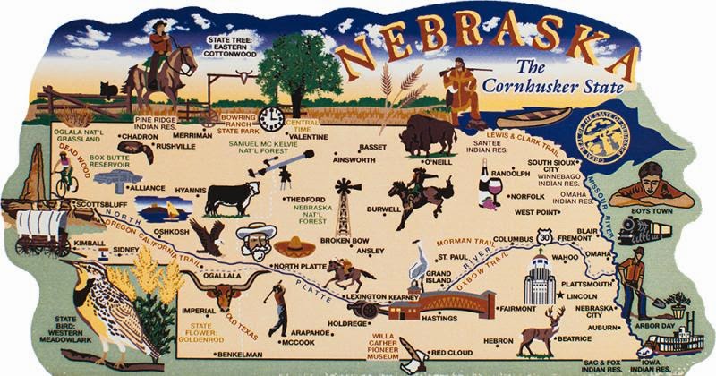 Tourist map of Nebraska